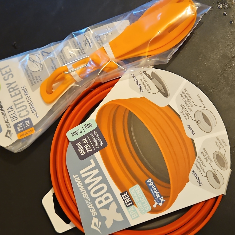 2pc Camping Gear Sea to Summit Cutlery & Collapsible Bowl
